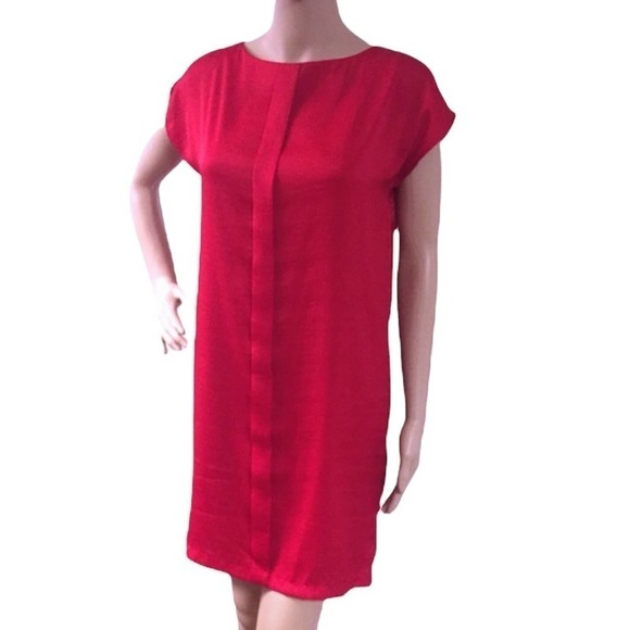 𝅺MANGO MNG Casual Red Satin Dress NWT XS - Picture 1 of 9